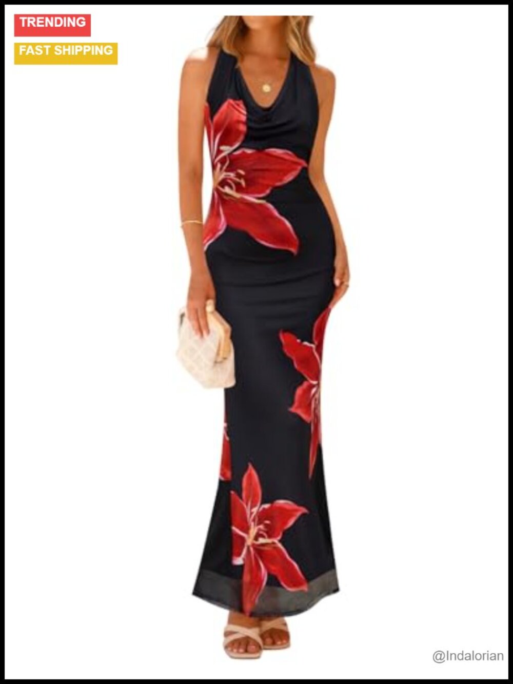 Women's Summer Floral Halter Sleeveless Bodycon Maxi Dress Party